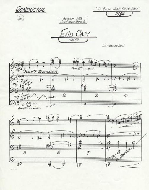 End Cast conductor's score